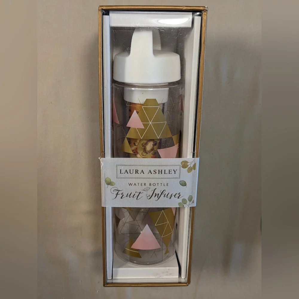 Laura Ashley Gold and Pink Water Bottle with Fruit Infuser